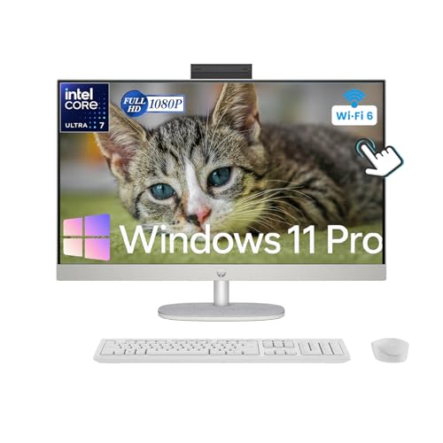 Image of HP All-in-One Desktop Computer 2025 • 27 inch FHD Touchscreen (1920x1080) • Intel 12-Core Ultra 7 155U • True Vision Camera • Wi-Fi 6 • Win 11 Pro • 16 GB DDR5 • 1TB SSD