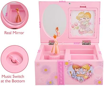 Sweet Musical Jewelry Box with Dancing Ballerina Girl Figurines Music Box Jewel Storage Case for Girls,Pink Dancing Princess Music Box Gift for Kids