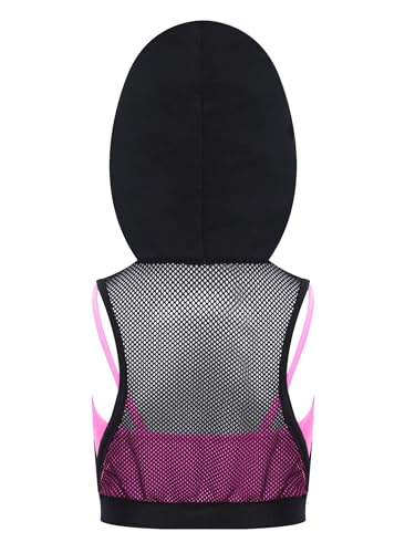 YEAHDOR Kids Girls Tank Top Hollow Out Mesh Hoodie with Built-in Camisole Vest Athletic Dance Yoga Shirts2