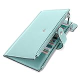 YALUXE Women-Wallet-Genuine-Leather-RFID Blocking Multi Slots Organizer with Zipper Pocket Credit Card Holder Bifold