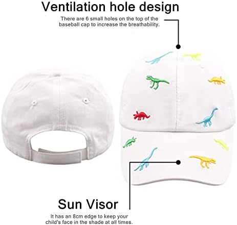 iNszkoos 2-6 Years Children's Dinosaur Baseball Cap Summer Sun Hat for Kids, Unisex Cotton Embroidered UV Protection Hat Golf Baseball Sports Cap Beanie Hat for Boy Girl Baby Infant Toddler