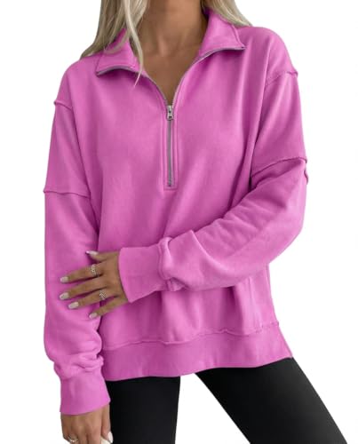 BLENCOT Women's Oversized Half Zip Fleece Pullover