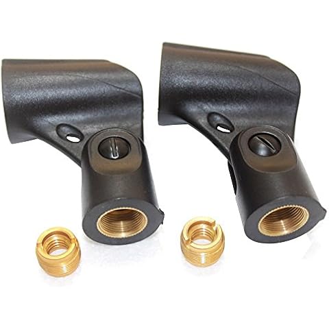 Weymic Black Universal Microphone Clip Holder 2-pack with 5/8" Male to 3/8" Female Nut Adapters Cover