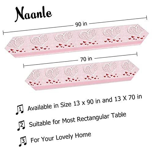 Naanle Valentine's Day Double Sided Dog Long Polyester Table Runner 13 X 70 Inches Valentine Table Cloth Cover Placemats For Kitchen Dinning Living Holiday Wedding Party Decor #TOP2