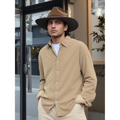 Mokaloha Corduroy Long Sleeve Shirts, Pacificozy Men's Stylish Urban Casual Daily Long-Sleeved Shirt Classic3