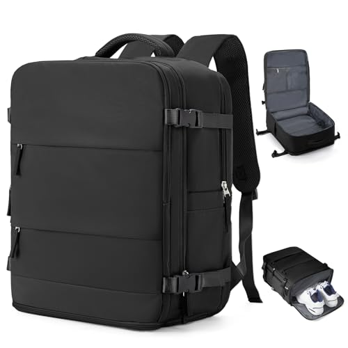 coowoz Large Travel Backpack Carry On for Women Man Black Waterproof Gym Backpacks with Laptop Compartment Mochila de Viaje Teacher Personal Item Backpack Rucksack Airplane Accessories Must Haves