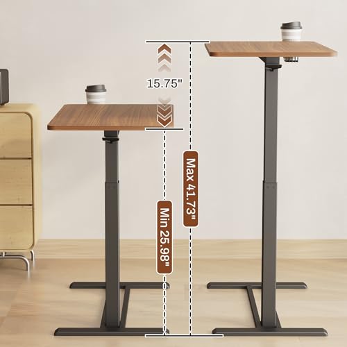 Image of FLEXISPOT Mobile Standing Desk with Wheels Pneumatic Laptop Desk Rolling Computer Cart Movable Height Adjustable Small Sit Stand Desk Computer Workstations Home Use(31.5 inch W x 17.7 inch D, Mahogany)