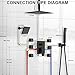 Shower System Matte Black Dual Shower Head with Body Jets, Oupukle Four Modes Shower Faucet Set Ceiling Mount 12