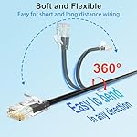 Cat 6 Patch Cables 1 feet (24Pack), Slim Cat6a Ethernet Patch Cable 10Gbps 550Mhz, UTP Pure Copper Patch Cables Cat6, Flexible Thin Cat6a Patch Cable for Network Devices Setup, Black - Image 4