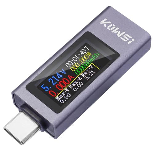 電流 電圧チェッカー、双方向 USB C パワーメーター USB C テスター、USB マルチメーター 4-30V 0-12A 電圧電流容量エネルギーパワーデジタルテスターカラーディスプレイ