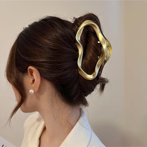 Pinza metálica grande para cabello, diseño nube dorada miniatura 6