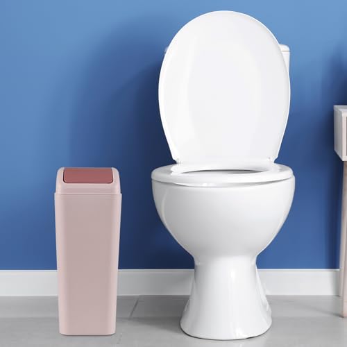 Caneca de basura rectangular de 3 galones con tapa abatible rosa miniatura 5
