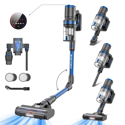 Vistefly Aspiradora sin Cable V12 Flex 38KPA, Plegable Aspirador Escoba sin Cable, Potente Aspirador de Mano, Max 60 Min, Ligero Vacuum Cleaner, Filtrado de 6 Capas, para Hogar Suelos Pelo de Mascotas