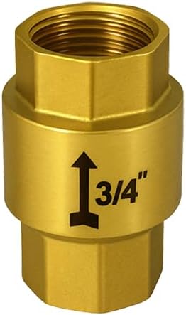 Viking Brass Check Valve Thread (1) 20mm (3/4"), Inner,Thread (2) 20mm (3/4"),Inner, Check Valve with Brass Shot Blasted - Ideal for Plumbing and Industrial Applications