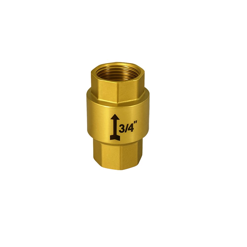 - Viking Brass Check Valve Thread (1) 20mm (3/4"), Inner,Thread (2) 20mm (3/4"),Inner, Check Valve with Brass Shot Blasted - Ideal for Plumbing and Industrial Applications