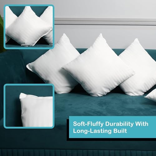 Image of Kuber Industries Cushion Filler | 16x16 Inch | Cushion for Bedroom | Square Cushions for Sofa | Fluffy Microfiber Cushion for Living Room | Throw Cushion Filler | White