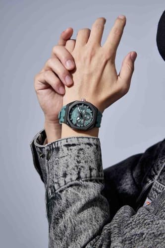 Image of Daniel Hechter Paris kleber Collection Sporty Multifunction Watch for Men with Checkered Geometric Dial, Day & Date Display and Durable Silicon Strap