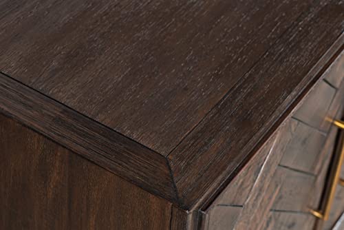Image of Jofran Acacia Wood Accent Cabinet with 4 Doors and Adjustable Shelves, Mid-Century Modern Storage Cabinet for Living Room, Brushed Brown