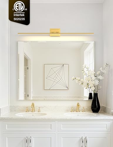 Image of VOLISUN Bathroom Vanity Light 48 inch, 30W Dimmable 5CCT Led Bathroom Light Fixture Over Mirror, Gold Bar Vanity Light for Bathrooms-ETL Certificated