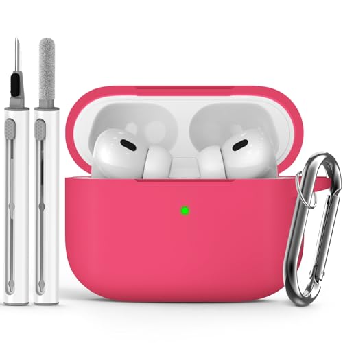 Image of Ljusmicker for AirPods Pro Case Cover with Cleaner Kit,Rose Pink | Silicone Protective Cover for Apple AirPods Pro 2nd /1st Generation Case with Keychain for Women Men,Shockproof