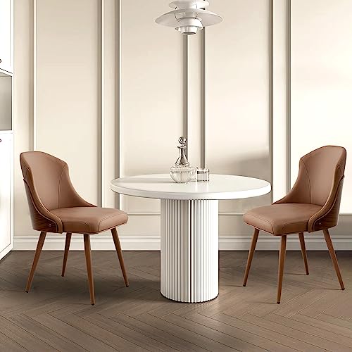 Allfonis Dining Chairs Modern Style Indoor Kitchen Chair, Comfortable Living Room Chairs With Metal Legs, Upholstered Chairs 1 Pcs, Brown… #TOP3