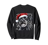 simpatico cane schnauzer standard con grafica natalizia merry x-mas felpa
