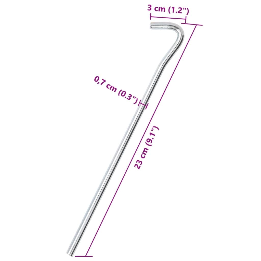 vidaXL Piquets de Tente 50 pcs 23 cm Ø7 mm Acier galvanisé
