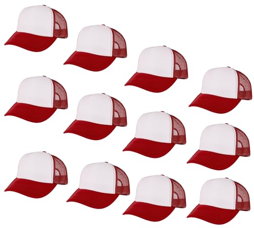 Image of Gelante 12 Pcs Sublimation Blank Trucker Hats - 5 Panel Mesh Snapback Baseball Cap Bulk