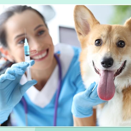 Image of Glenmal 3 Roll Syringe Line Stickers 1.5 inch x 0.5 inch Dosage Marking Clear Label Bright Red Dose Level Pharmacy Labels for Veterinary Medical Pharmacy Medication Healthcare Medicine, 500 Pcs Per Roll