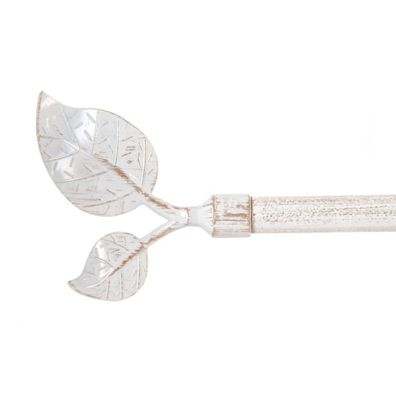 DAMDAM GO - Barra de Cortina Extensible de Metal Blanca Minimalista para Dormitorio Vintage de 120-210 cm (Hojas)