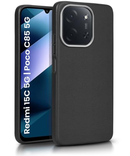 Image of WOW IMAGINE Back Cover for Mi Redmi 15C 5G | Poco C85 5G 2025 | Ultra Slim Flexible Non-Slip Grip | Inner Fabric | Metal Camera Ring & Lightweight Soft Silicone Mobile Case - Black