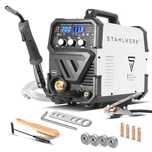 STAHLWERK lasapparaat MIG MAG 200 Spot Puls Pro, volledig synergische IGBT inverter, 5 in 1 combinatie-apparaat met spotfunctie en 200 Ampère, aluminium | gevulde draad | MIG MAG | ARC MMA | Lift TIG