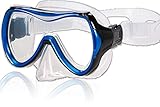 aquazon Maui Junior Medium Schnorchelbrille, Taucherbrille, Schwimmbrille, Tauchmaske für Kinder, Jugendliche von 7-12 Jahren, Tempered Glas, sehr robust, tolle Passform, Farbe:blau Junior