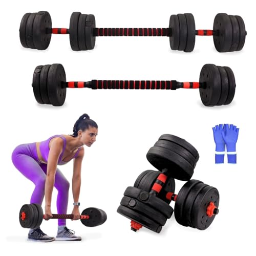Mobiclinic®, Hantelset verstellbar, 2 in 1, Gewicht von 20-30 kg, Enthält hanteln und gepolsterte verlängerungsstange, Rutschfeste muttern, Robuster stahl, Heim-fitnessstudio