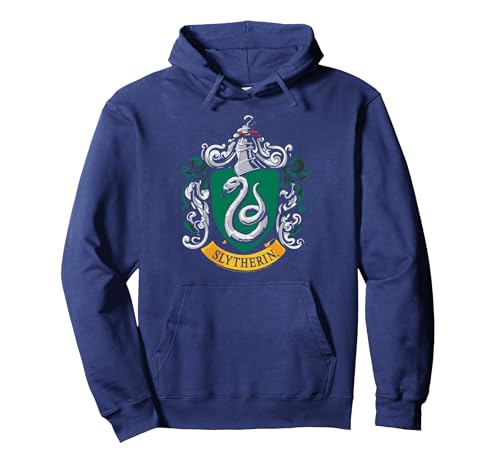 Harry Potter Slytherin House Crest Pullover Hoodie, Adult Unisex, Navy Blue, Large