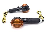 HOMOLOGADOS CMParts - Pareja de Intermitentes Ovalados Lok Carbono Doble iluminación HOMOLOGADOS para Moto 12v. 21w.