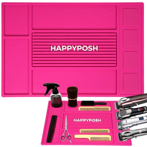 Magnetic Barber Mat, Magnetic Barber Mats For Clippers and Supplies, Barbershop Pad for Station, Beauty Salon Table Matt, Barbering Tool Organizer for Pro Hairstylist, Pink