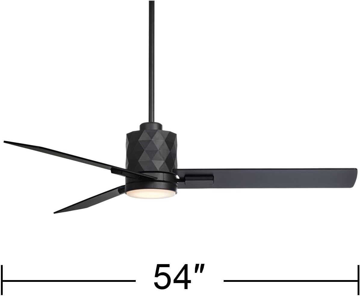 Casa Vieja 54" Lex Matte Black LED Ceiling Fan with Remote