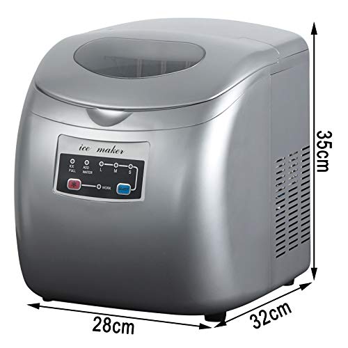 WOLTU Eiswürfelmaschine 12kg/24h, 2,8 Liter Ice Maker Machine, 3 Eiswürfel Größen Eiswürfelbereiter, ABS Eismaschine, Leise Ice Cube Maker für Party, Büro, Haus Silber – Bild 8