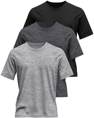 Riyiper 3 Pack Men's Big and Tall Shirts Half Sleeve Cotton Tee Crew Neck Elbow Length Top Casual Loose Fit T Shirts2