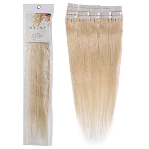 Emosa 16 Inch Remy Stright Tape Skin Human Hair Extensions #613 Blonde 50g