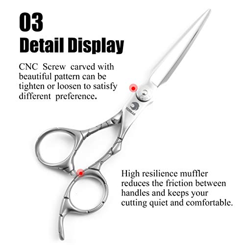 TIJERAS 6.0” Professional Thinning&Straight Hair Cutting Shear Set Japan 440C Steel Dry Cutting Scissors Sharp 20%-30% Cutting Rate for Stylists - Thumbnail 5