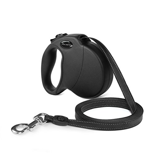 Youandme Retractable Dog Leash, 16 ft Dog Walking Leash for Medium Large Dogs up to 110lbs, Tangle Free, One Button Break & Lock, Reflective Ribbon Cord