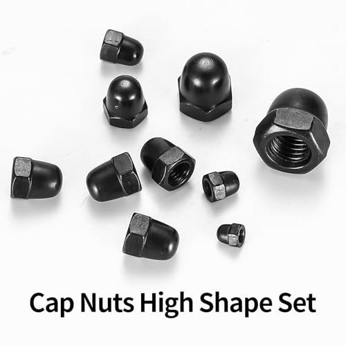 205 Pcs Dome Cap Nuts, DIN 1587 Carbon Steel Dome Nut Caps, Hex Dome Cap Nuts, Dome Cap Cover Nuts for Screws Nuts and Bolts Protective Caps Cover Hexagonal, M3 M4 M5 M6 M8 M10 Nuts, Black - Image 3