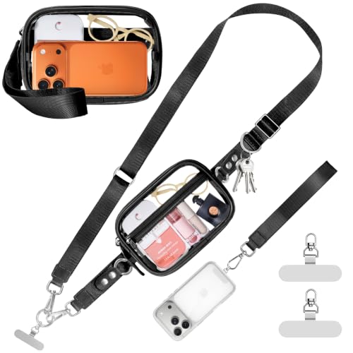 Image of Tiostep Small Clear Bag for Stadium Events Crossbody with Phone Holder and Wristlet Strap Mini Clear Purse for Concert and Stadium Approved