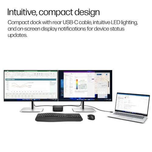 HP USB-C 100W G6 Dock + One Extra USB-C Cable Included, Future-Proof Design with Ambient LED Lighting, On-Screen Notifications, Extra USB-C Ports, HDMI 2.1, 120Hz - image 6