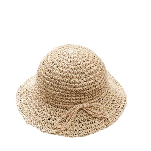 FRCOLOR Girls Boys and Girls Straw Hat Casual Beach Vacation Sun Hat Fashion Summer Sun Protective Cap Circumference Beige