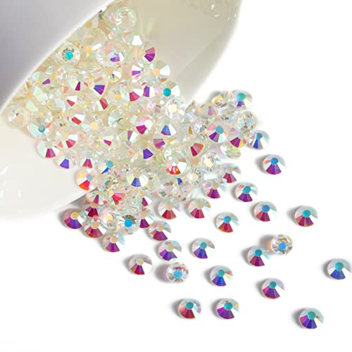 Image of Beadsland 2880pcs Flat Back Crystal Rhinestones Round Gems for Nail Art and Craft Glue Fix,Transparent AB,SS16,3.8-4.0mm