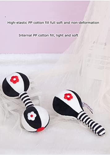 ANCTIC Duck Baby Newborn Rattle Baby Plush Toys - Black and White Maracas & Dumbbells Rattles Baby First Montessori Sensory Toys for 3 4 5 6 Months Boys Girls