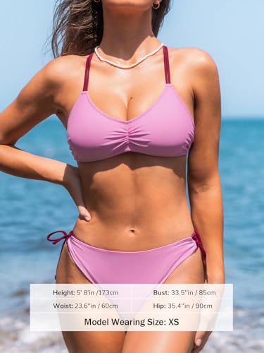 Image of CUPSHE Women's 2 Piece Bikini Set Back Braided Straps with Reversible Bottom